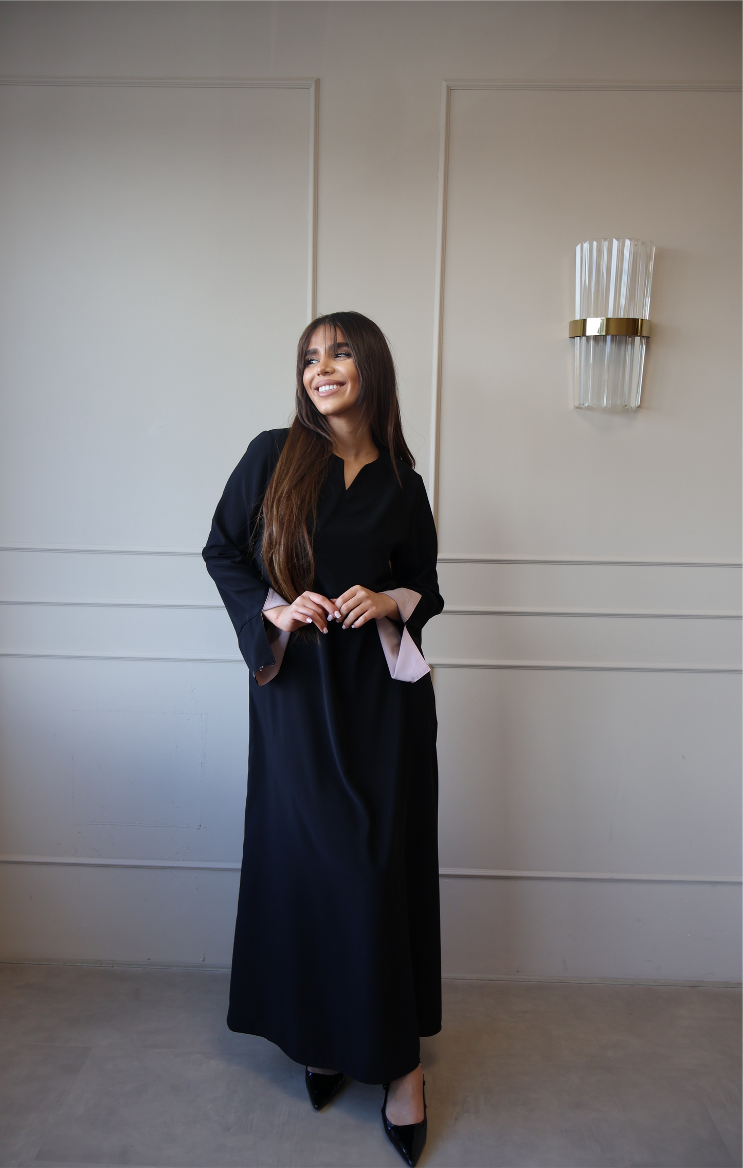 Black dress pink
