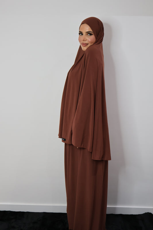 Premium jersey khimaar chestnut brown
