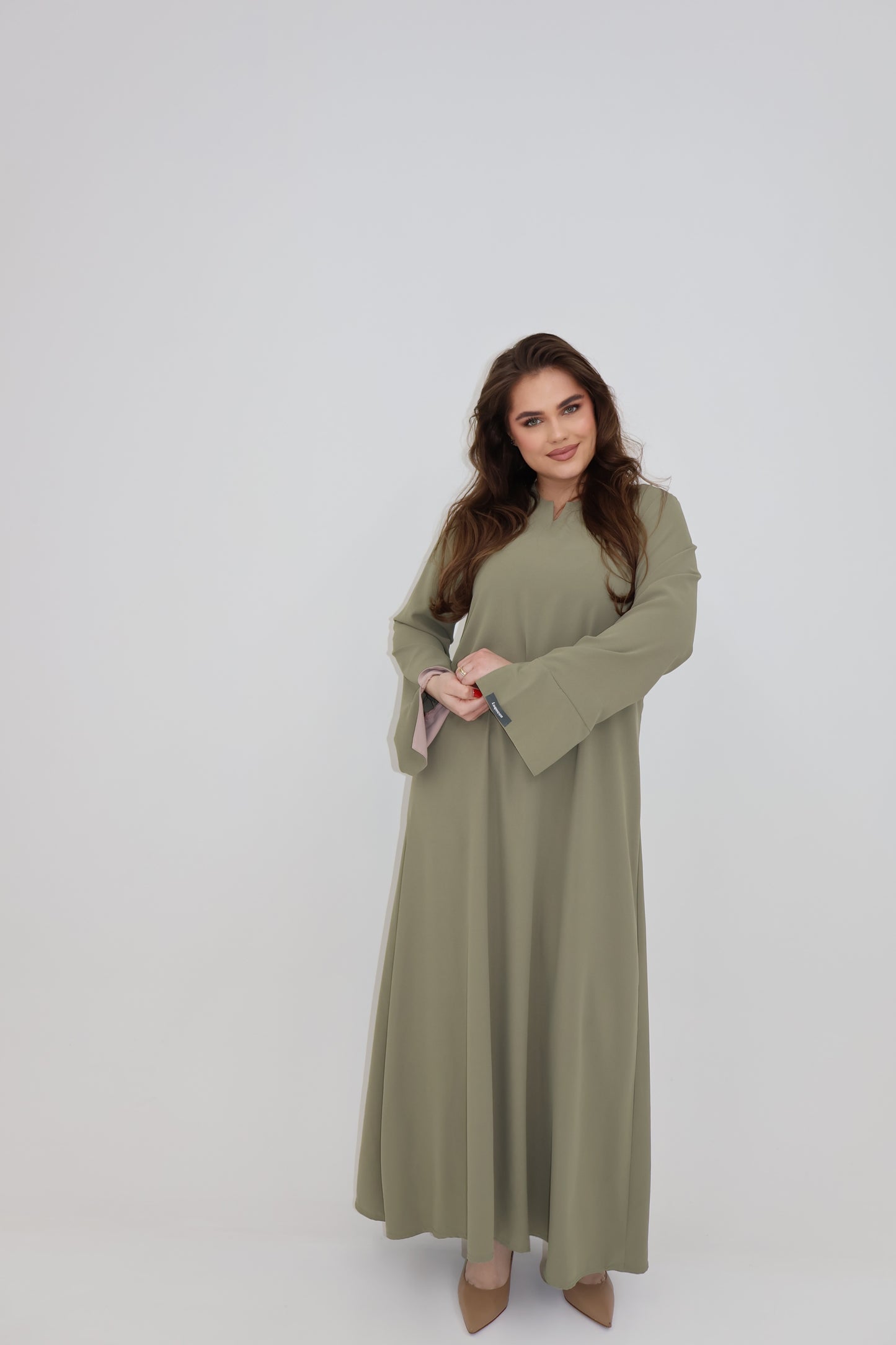 Abaya dress green X pink