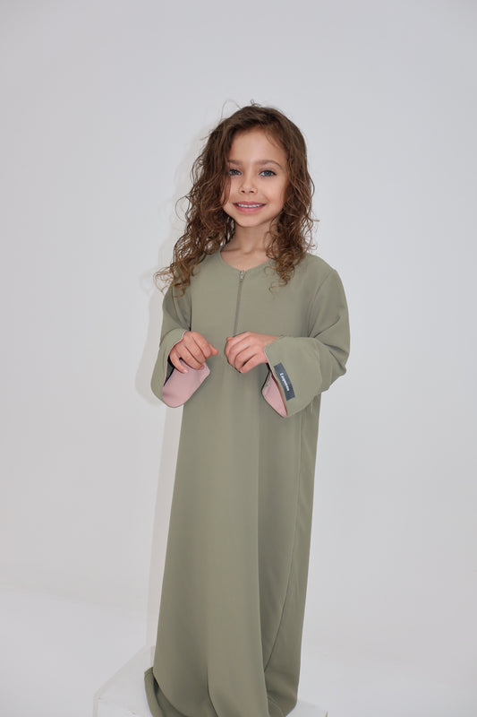Abaya dress girl green X pink