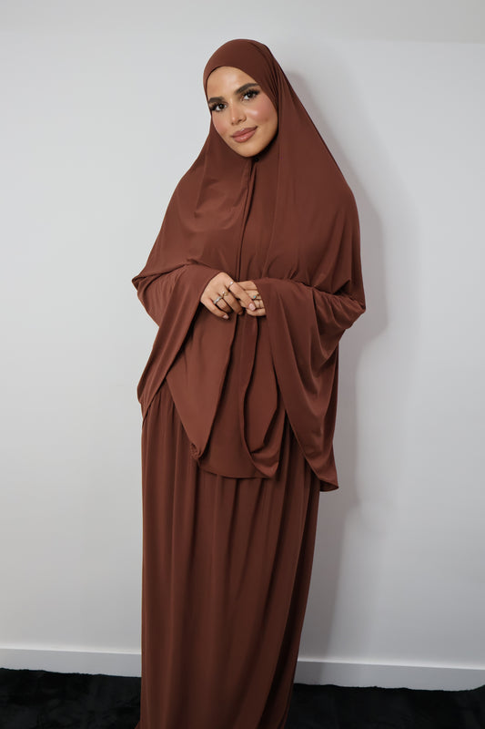 Premium jersey khimaar chestnut brown