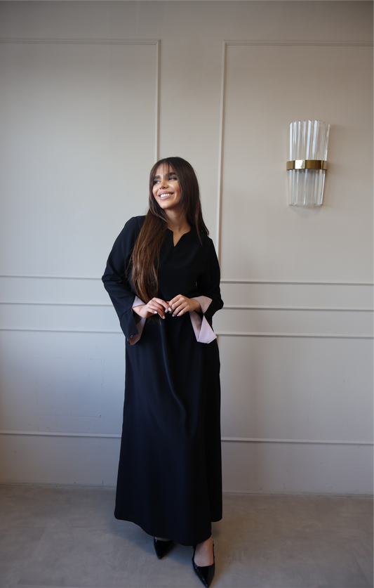 Black dress pink