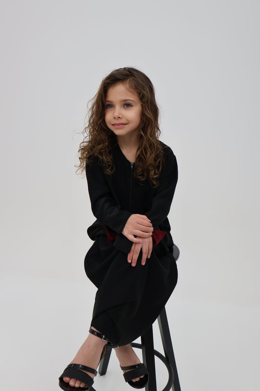 Abaya dress girl black X red